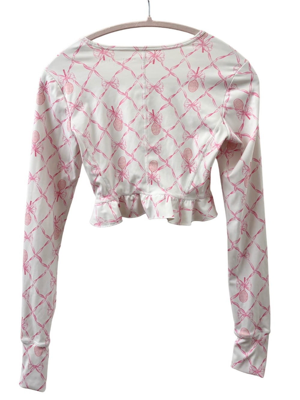 LoveShackFancy Medway Jacket White Pink Tennis Top XXS Athletic Zip Jacket - Picture 4 of 4